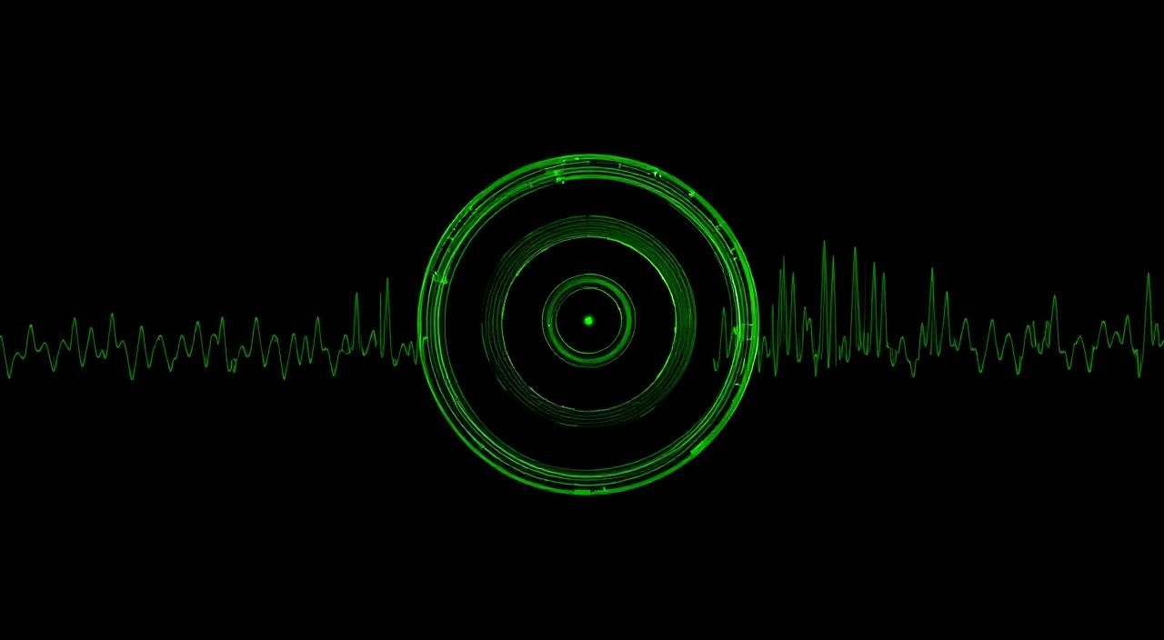 Phosphor-green PPI radar sweep crossed with an oscilloscope waveform on black.